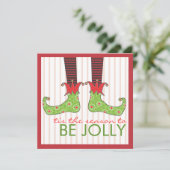 Word Jolly Fun Elf Feet Holiday Kerstfeest Kaart (Staand voorkant)