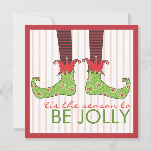 Word Jolly Fun Elf Feet Holiday Kerstfeest Kaart (Voorkant)