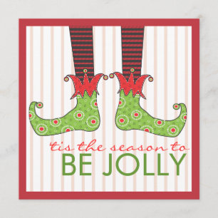 Word Jolly Fun Elf Feet Holiday Kerstfeest Kaart