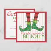 Word Jolly Fun Elf Feet Holiday Kerstfeest Kaart (Voorkant / Achterkant)