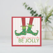Word Jolly Fun Elf Feet Holiday Kerstfeest Kaart (Staand voorkant)