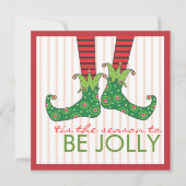Word Jolly Fun Elf Feet Holiday Kerstfeest Kaart (Voorkant)