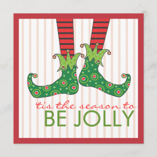 Word Jolly Fun Elf Feet Holiday Kerstfeest Kaart