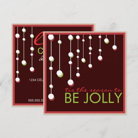 Word Jolly Modern Decoration Kerstparty Kaart (Voorkant / Achterkant)
