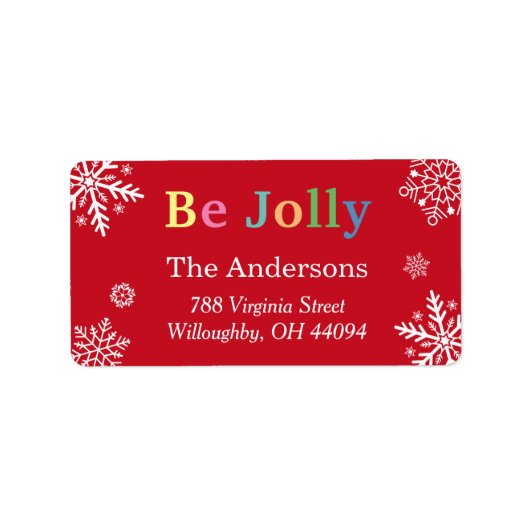 Word Jolly Snowflakes Holiday Blessings Etiket (Voorkant)