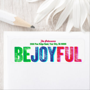 Word Joyful Colorful Holiday Letterpress Custom Etiket