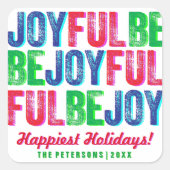 Word Joyful Colorful Kerstfeestelijke e-mail Vierkante Sticker (Voorkant)