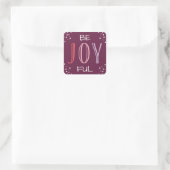 Word Joyful Modern Burgundy Pink Holiday Vierkante Sticker (Tas)