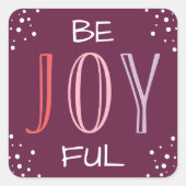 Word Joyful Modern Burgundy Pink Holiday Vierkante Sticker (Voorkant)