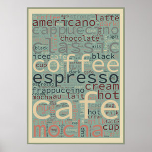 Word-kunst in het menu Koffie Poster