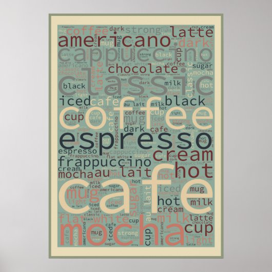 Word-kunst in het menu Koffie Poster (Voorkant)