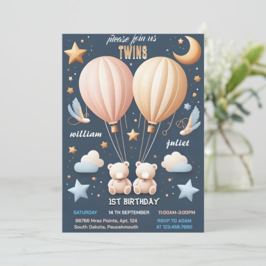 Word lid van het gezamenlijke beer Hot Air Balloon Kaart (Staand voorkant)