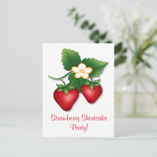 Word lid van onze Strawberry Shortcake Party Briefkaart (Staand voorkant)