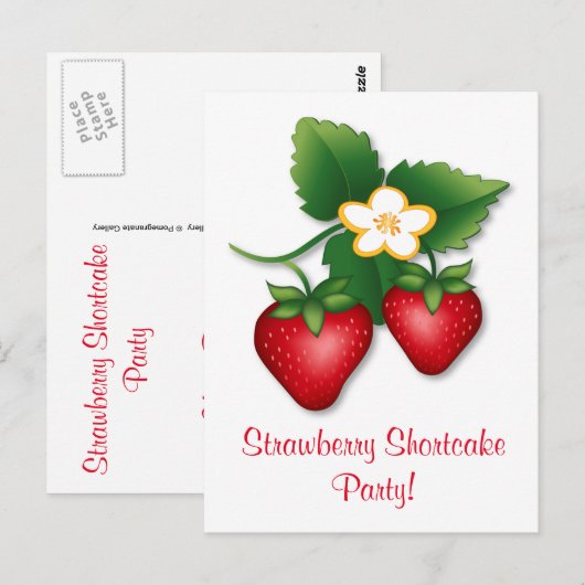 Word lid van onze Strawberry Shortcake Party Briefkaart (Voorkant / Achterkant)
