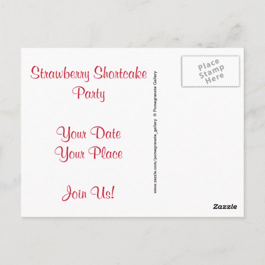 Word lid van onze Strawberry Shortcake Party Briefkaart (Achterkant)