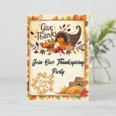 Word lid van onze Thanksgiving partij Kaart (Staand voorkant)