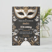 Word lid van Tutu Black Gold Chic Masquerade 50ste Kaart (Staand voorkant)