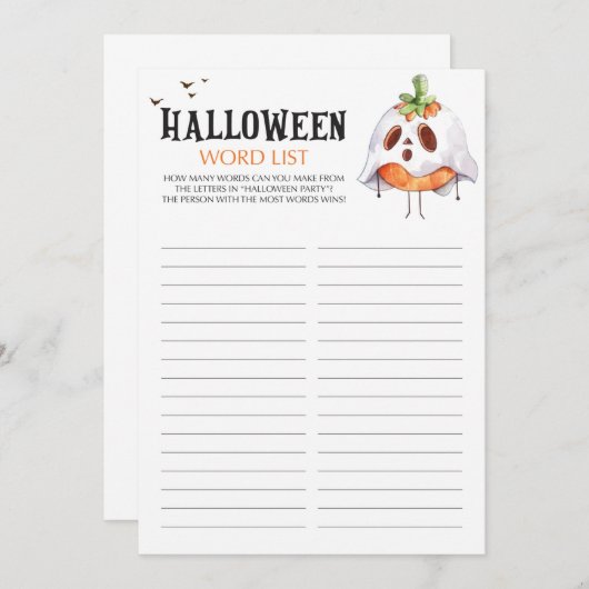 Word List Game voor Halloween-groep (Voorkant / Achterkant)