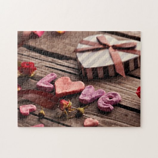Word Love with Heart Shaped Valentijnsdag Gift Legpuzzel (Horizontaal)