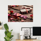 Word Love with Heart Shaped Valentijnsdag Gift Poster (Thuiskantoor)