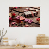 Word Love with Heart Shaped Valentijnsdag Gift Poster (Keuken)