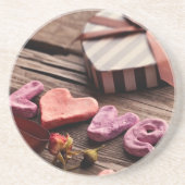 Word Love with Heart Shaped Valentijnsdag Gift Zandsteen Onderzetter (Voorkant)
