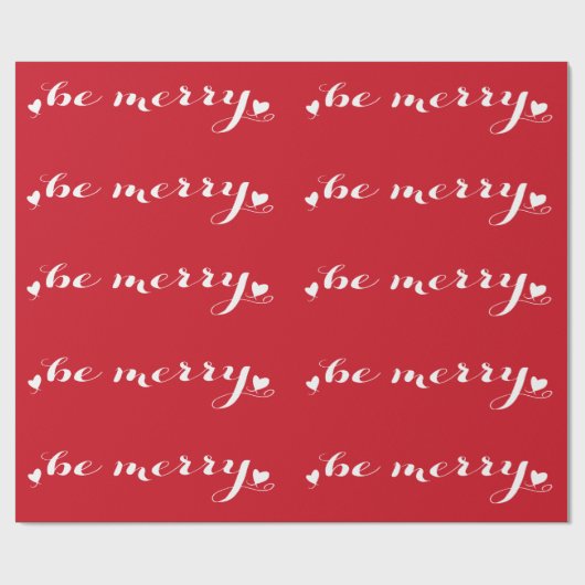 Word 'Merry Script Red & White Kerstfeestdag' Cadeaupapier (Vlak)