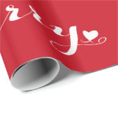 Word 'Merry Script Red & White Kerstfeestdag' Cadeaupapier (Rol Hoek)