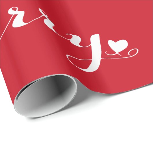 Word 'Merry Script Red & White Kerstfeestdag' Cadeaupapier (Rol Hoek)