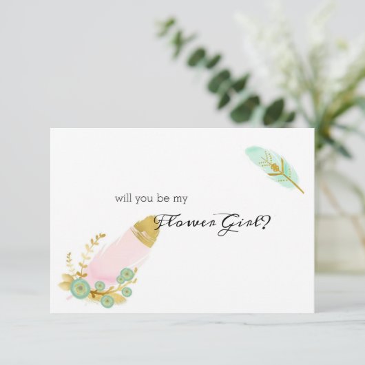 Word mijn Bloemenmeisje Boho Pink en Gold Feat (Staand voorkant)