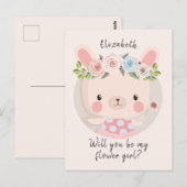 Word mijn Bloemenmeisje Cute Bunny Briefkaart (Voorkant / Achterkant)
