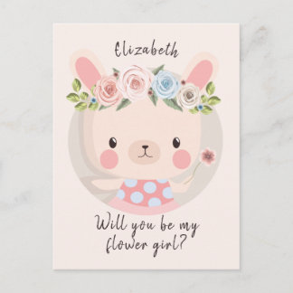 Word mijn Bloemenmeisje Cute Bunny Briefkaart