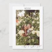 Word mijn Bloemenmeisje Fotokalligrafie V Kaart (Voorkant)