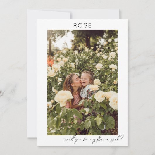 Word mijn Bloemenmeisje Fotokalligrafie V Kaart (Voorkant)