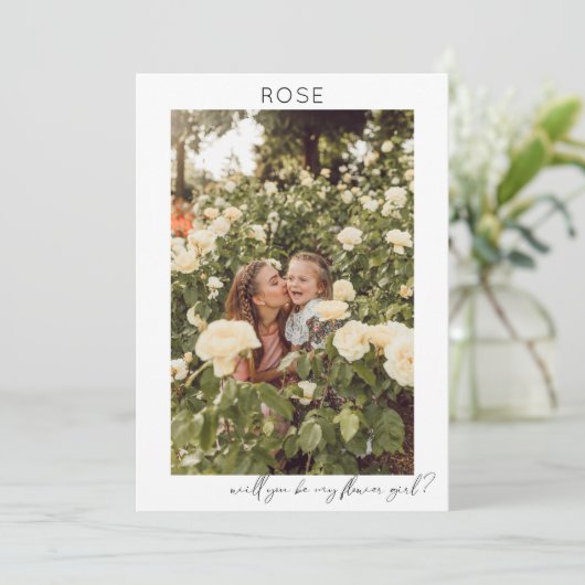 Word mijn Bloemenmeisje Fotokalligrafie V Kaart (Staand voorkant)