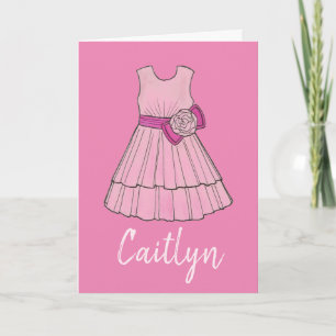 Word mijn Bloemenmeisje Pink Dress Wedding Kaart