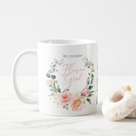Word Mijn Bloemenmeisje Pink Floral Script Koffiemok