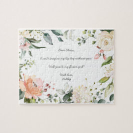 Word Mijn Bloemenmeisje Pink Floral Script Legpuzzel