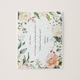 Word Mijn Bloemenmeisje Pink Floral Script Legpuzzel