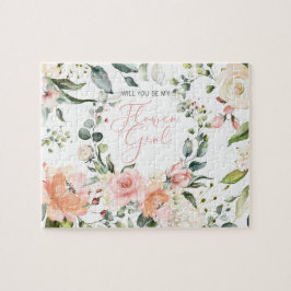 Word Mijn Bloemenmeisje Pink Floral Script Legpuzzel
