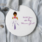 "Word mijn Bloemenmeisje" Ronde Button 6,0 Cm (In situ)