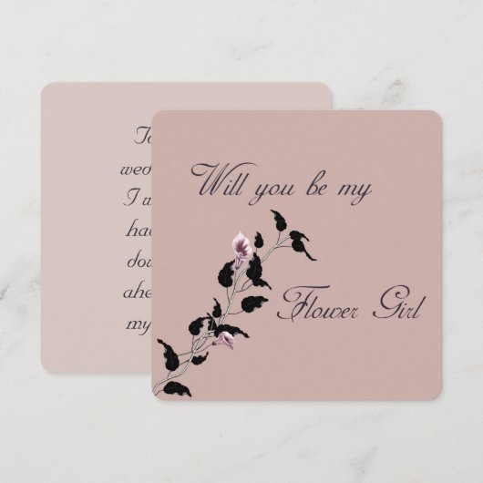Word mijn Bloemenmeisje Roze uitnodiging (Voorkant / Achterkant)