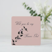 Word mijn Bloemenmeisje Roze uitnodiging (Staand voorkant)