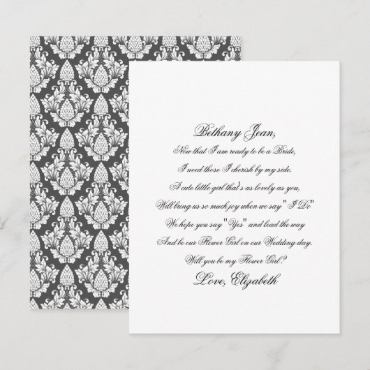 Word Mijn Bloemenmeisje Script Poem Kaart (Voorkant / Achterkant)