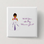 "Word mijn Bloemenmeisje"  Vierkante Button 5,1 Cm (Voorkant)