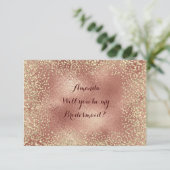 Word mijn Bridesmaid Copper RoseGold Confetti Kaart (Staand voorkant)