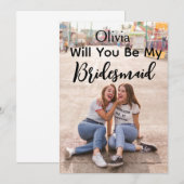 Word mijn Bridesmaid, eenvoudige moderne foto Kaart (Voorkant / Achterkant)