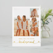 Word mijn Bridesmaid Funny Foto Folie Uitnodiging (Staand Voorkant)
