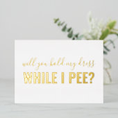 Word mijn Bridesmaid Funny Foto Folie Uitnodiging (Staand Voorkant)