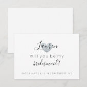 Word mijn Bridesmaid - Heart's Fab Silver Kaart (Voorkant / Achterkant)